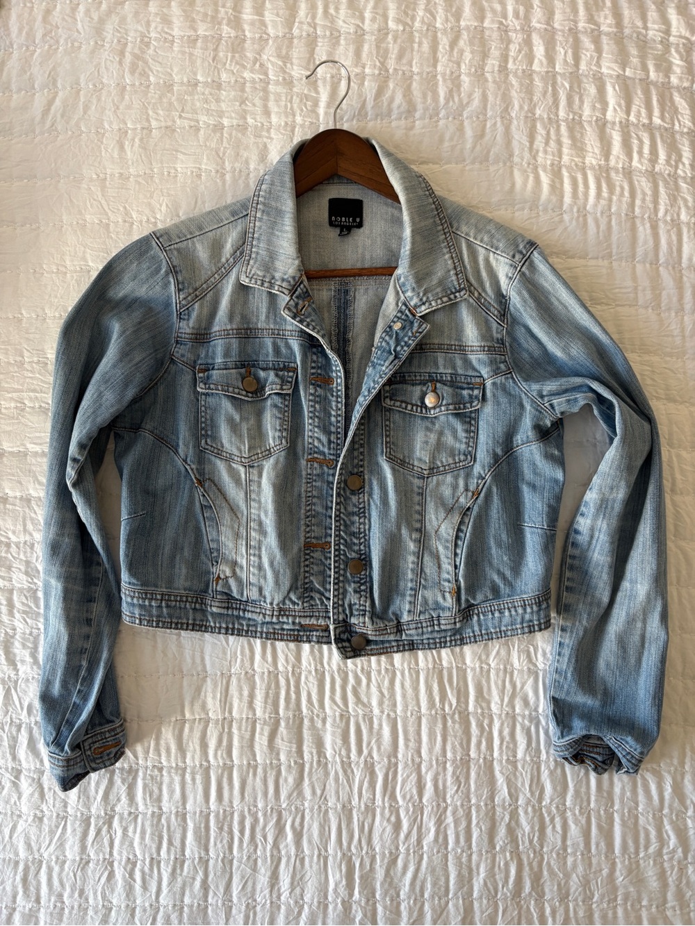 Noble U Light Blue Cropped Denim Jacket - Women's Jean Jacket
